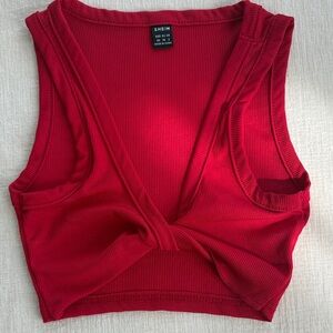 SHEIN Ribbed Twist Crop Top